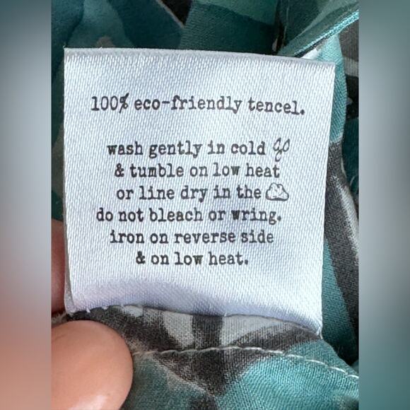 LUCI Women’s Button 100% Tencel Art wear Geometric Shirt Large Hand block design - Picture 4 of 10